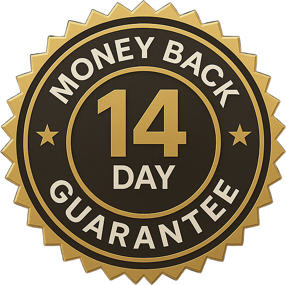 14-day money-back guarantee badge